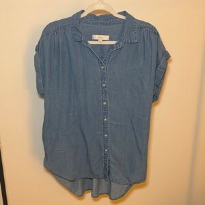 LOFT Women's Casual Blue Button Down Shirt